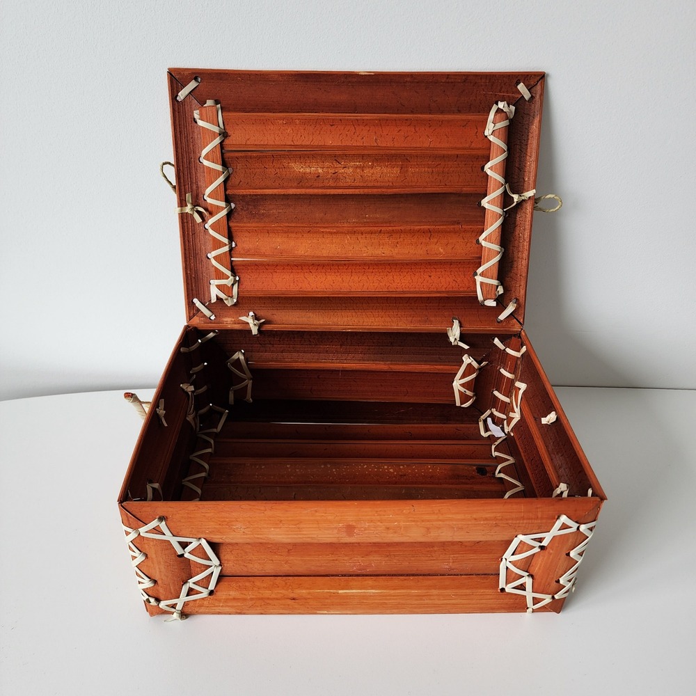 Bamboo Treasure Chest Card Box Woven Latch Storage Wedding Trunk Keepsake Pirate